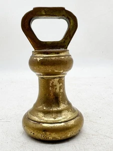 VINTAGE 2 PFUND MESSINGWAAGE GEWICHT MARKIERT SCHWANKEND ANTIK TÜRSTOPPER - Bild 1 von 7