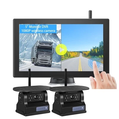 Dual Wireless Backup Camera for RV Trailer: Easy Setup Solar RV Rear View Cam... - Image 1 of 4