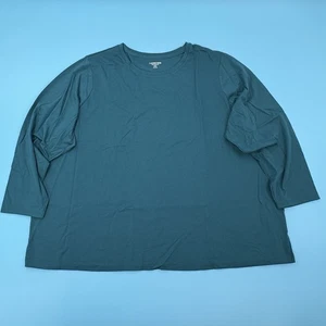 Camisa para mujer Lands End talla: 3X calce relajado algodón elástico manga larga verde azulado profundo - Imagen 1 de 7