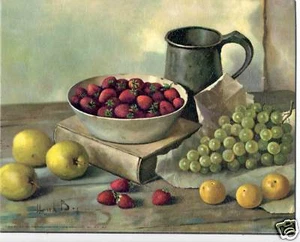 Henk Bos Still Life-Fruit -- Canvas Style Lithograph - Picture 1 of 1