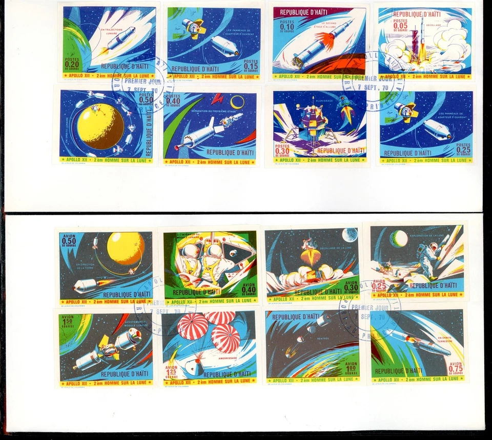 Haiti Scott #639-639O IMPERF FIRST DAY COVERS Apollo 12 Space Mission $$ 378183 - Image 1 of 1