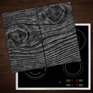 Herd-Abdeckplatte Glas Ceranfeld-Abdeckung Deko Holz Brett Schwarz - 2x30x52 cm - Bild 1 von 4
