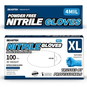 4 Mil Blue Nitrile Gloves Powder Free Latex Free Cooking Clean Disposable Glove - Picture 1 of 11