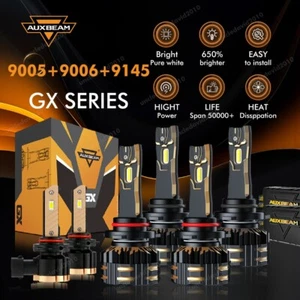 AUXBEAM 9005+9006+9145 Canbus LED Headlight High+Low+Fog Bulbs Combo 6500K 2025 - Picture 1 of 12