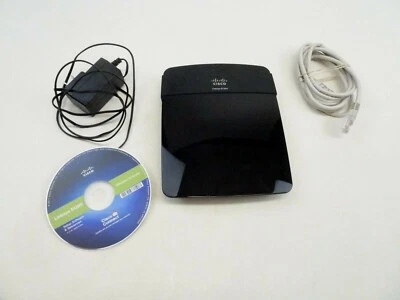 Cisco Lynksys E1200 Wireless N Router + AC Adapter+Cable+Software Disk Bundle - Image 1 of 4