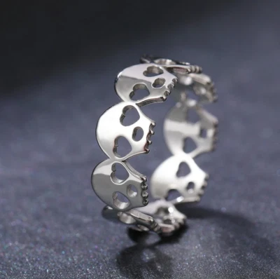 Elegante Anillo Calaveras Corazón Personalidad Acero Inoxidable 316L - Plata, Oro, Negro Foto 1 de 4