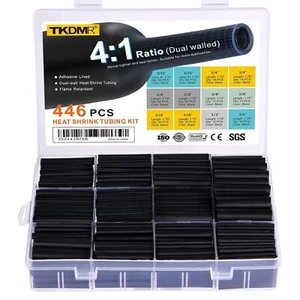 446 Pezzi Kit Tubi Termorestringenti - Rapporto 4:1 Adesivo Foderato Grado Marino - Foto 1 di 5