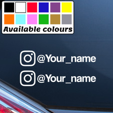 2 x INSTAGRAM PERSONALISED NAME CAR WINDOW BUMPER STICKER VINYL DECAL