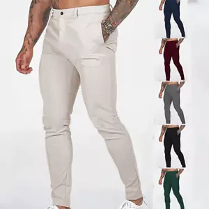 Pantaloni da lavoro uomo slim casual sportivi tinta unita skinny business - Foto 1 di 20
