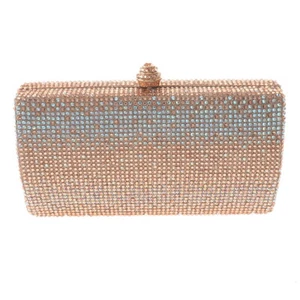 Gold Tone Fashion Crystal Rhinestone Clutch Evening Bag TLX211-CHP - Picture 1 of 3
