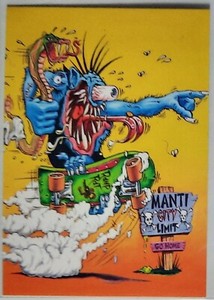 1996 Rat Fink card "Manti City Limits" by Ed "Big Daddy" Roth