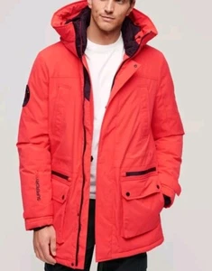 Superdry Men's SIZE M City Padded Parka Jacket Sunset RED NEW (RRP $340) $127 - Picture 1 of 5