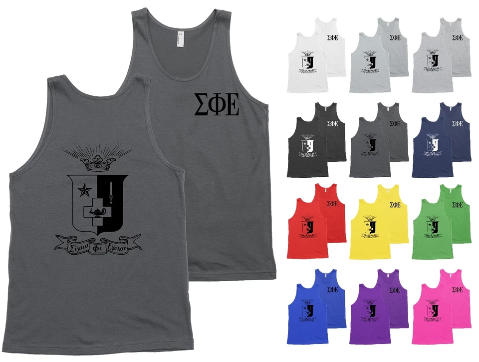 Sigma Phi Epsilon Fraternity Coat of Arms Bella + Canvas Tank Top SigEp Shirt - Image 1 of 1