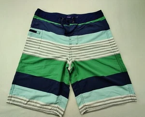 Patagonia Teen's Sz 16 Blue/Green/White Striped Wavefarer Swim 9" Board Shorts - Picture 1 of 6
