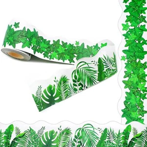 Cinvo Bulletin Board Border Trim Boho Greenery Tropical Leaves Ivy Bright  - Picture 1 of 7