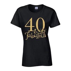 40. Geburtstag Geschenk T-Shirt Fabulous 40 Queen Crown 40 Jahre Damen Top - Bild 1 von 10