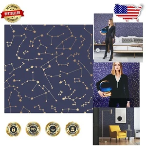 Transform Your Space with Navy Constellations Removable Wallpaper - 20.5x16.5ft - Picture 1 of 12