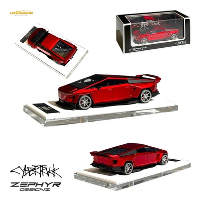 Error404 Tesla Cybertruck Custom Widebody Lowered - Metallic Red 1:64 - Image 1 of 4