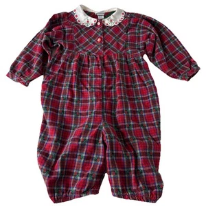 Vintage Oshkosh The Genuine Article Plaid Romper Jumpsuit Size 24 months - Picture 1 of 14