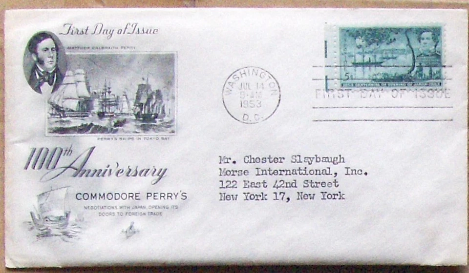 USA FDC SC #1021 COMMODORE PERRY 1953 Art Craft Cachet. - Image 1 of 1