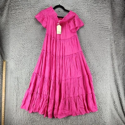 Vestido Jodifl para mujer pequeño rosa intenso Remy en capas midi con volantes en capas *NUEVO CON ETIQUETAS* Foto 1 de 4