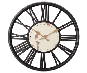 DIYZON Classic Style Curved Glass 16'' Wall Clock Retro Roman Numerals (NEW) - Picture 1 of 7