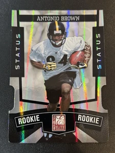 2010 Elite #111 Antonio Brown Rookie RC #'d /24 Status Die Cut Steelers SSP Card - Foto 1 di 2