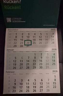 3 Monate 1 Dreimonatskalender 2026 Terminplaner Wandkalender für Büro Firma usw. - Bild 1 von 4