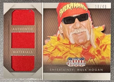 #18/49 HULK HOGAN authentic Celebrity-Worn TRIPLE Material 2015 PANINI AMERICANA - Image 1 of 2