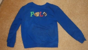 Polo Ralph Lauren Boys Blue Polo Bear Football Graphic Fleece long Shirt Size 7 - Picture 1 of 2