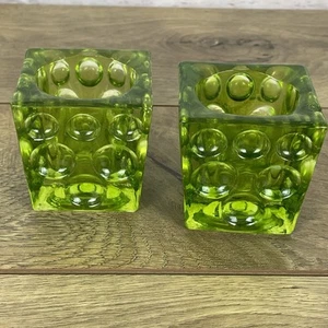 Cubo de Vidrio MCM Candelabro Votivo Diseño Burbuja Verde Retro Funky Años 70’s - Imagen 1 de 9