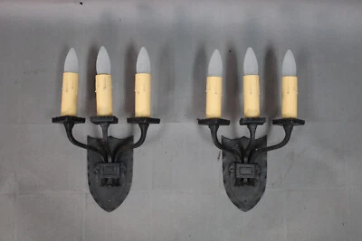 Par de arandelas góticas Tudor renascimento espanhol leve ferro 3 (14780) - Imagem 1 de 4