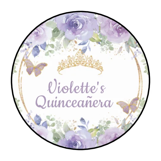 Etiquetas adhesivas de quinceañera etiquetas estampillas púrpura floral 1,5" mariposas (30) Foto 1 de 1