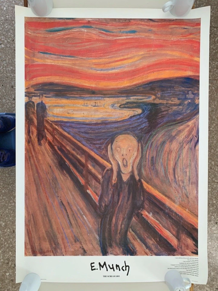 Póster artístico raro auténtico 1993 de Edvard Munch, 'The Scream, 1893' 50,5 x 35 pulgadas Foto 1 de 4