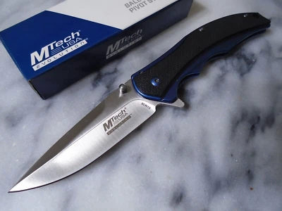 Mtech Evolution Ball Bearing Pivot Pocket Knife 8Cr13MoV Blue Mist MTEFDR014D - Image 1 of 4