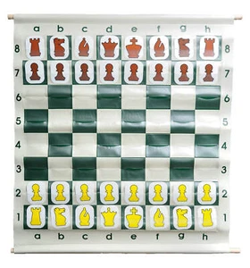 Green 36" Pouch-Style Chess Demonstration Set & Carrying Bag - White Pieces - Picture 1 of 1