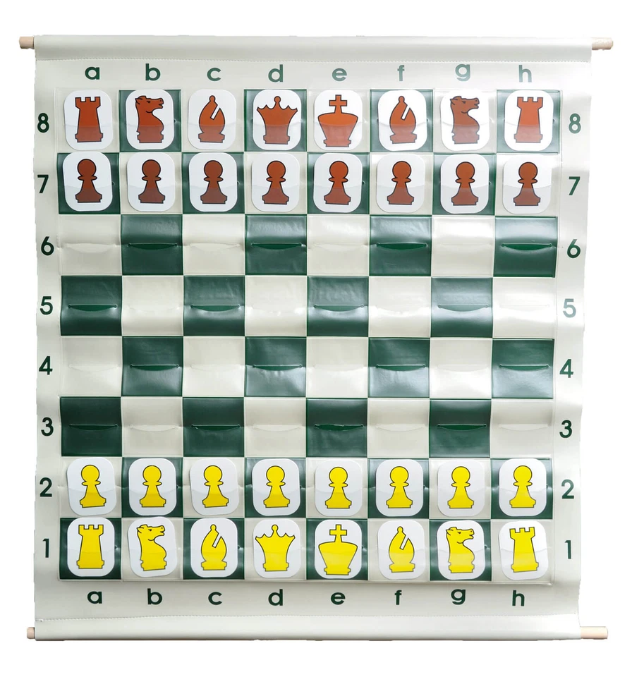 Green 36" Pouch-Style Chess Demonstration Set & Carrying Bag - White Pieces - Image 1 of 1