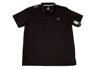 Adidas Men’s 3 Stripe Golf Polo Shirt Black ADVS20-R762 (UPF 50) Extra Large New - Picture 1 of 3