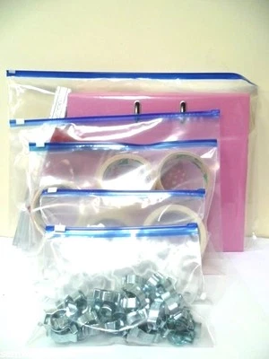 ZIP TOP ZIPPER SEAL SLIDER TOP - PLASTIC POLY- BAGS - 5 SIZES - BUY 10 TO 50  - Image 1 of 4