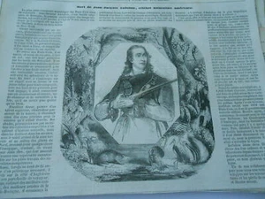 Gravure 1851 - Mort de Jean Jacques Audubon célèbre naturaliste Américain - Imagen 1 de 1