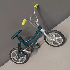 1990s BMX Toy Bicycle Bike Metallic Blue Green Metal Stunt Pegs - Picture 1 of 15