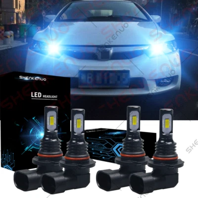 4X 8000K Ice blue LED Headlights Hi Lo Beam Bulbs Kit For Honda Civic 2006-2011 - Image 1 of 4