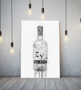 BOTELLA DE GINEBRA - LONA ENMARCADA PROFUNDA PARED SPLASH ARTE IMAGEN PAPEL IMPRESIÓN - GRIS NEGRO - Imagen 1 de 17