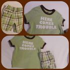 BOYS SIZE 12-18 CRAZY 8 by  GYMBOREE SPRING 2012 TOP & SHORTS OUTFIT GREEN PLAID