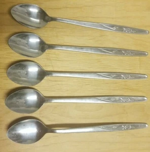 Used Lot of 5 Washington Forge AutumnRose Stainless Korea Iced Tea Spoons 7 1/4” - Picture 1 of 5