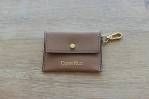 Cartera para tarjetas Calvin Klein de cuero marrón - Imagen 1 de 4