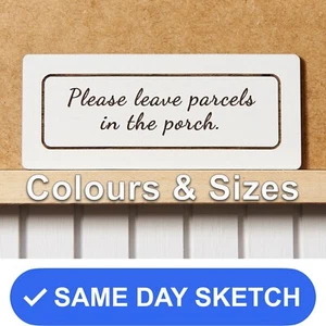 Please leave parcels in porch - Wooden door/fence sign for deliveries/post box - Picture 1 of 13