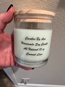 Candles By Ava, Homemade Soy Wax 10 Oz Scented Candle-Coconut Lime Scent-1 Wick - Picture 1 of 1