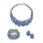 Lab Sapphire Statement Necklace Earring & Bracelet Suite Handmade Auction Bijoux