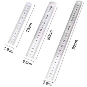 3pc Set Double Side Metal Ruler Stainless Steel- 30cm-20cm-15cm 12"/ 8"/6" - Picture 1 of 5